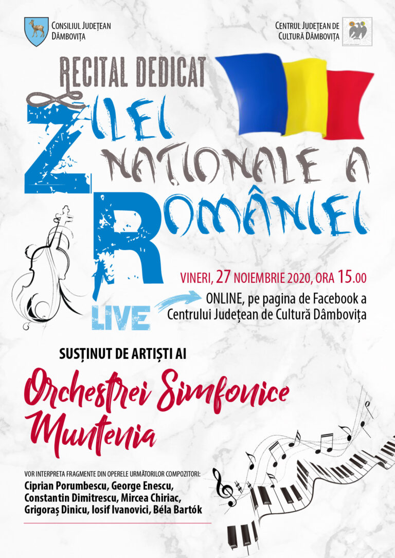 Recital online susţinut de artişti ai Orchestrei Simfonice „Muntenia”… cu ocazia Zilei Naţionale a României